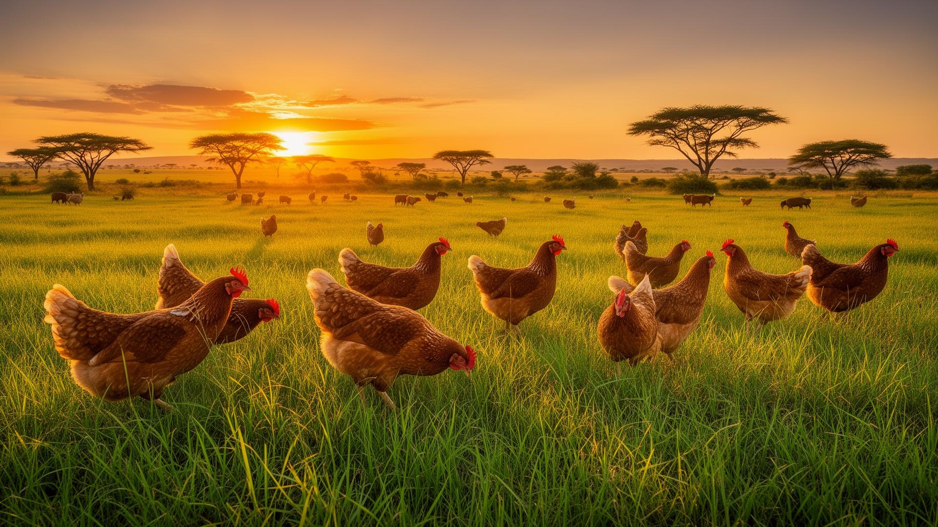 Free range chickens in Zimbabwe